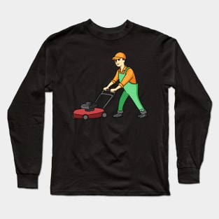 Gardener Mowing Grass Long Sleeve T-Shirt